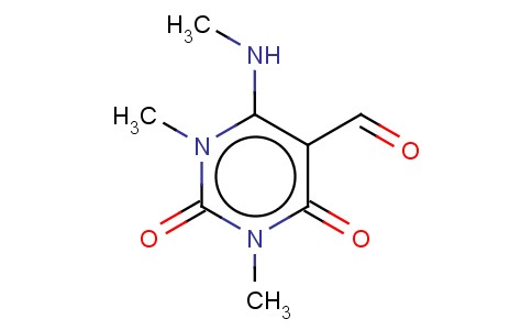 1,3-DIMETHYL-6-(METHYLAMINO)-2,4-DIOXO-1,2,3,4-TETRAHYDRO-5-PYRIMIDINECARBALDEHYDE