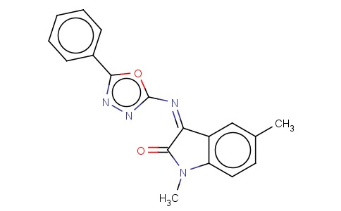 1,5-DIMETHYL-3-(5-PHENYL-1,3,4-OXADIAZOL-2-YLIMINO)-2-INDOLINONE