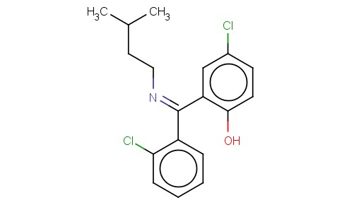 4-CHLORO-2-(((2-CHLOROPHENYL)(3-METHYLBUTYL)IMINO)METHYL)PHENOL